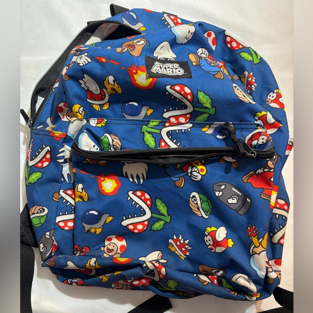 Super Mario Blue Character Print Backpack